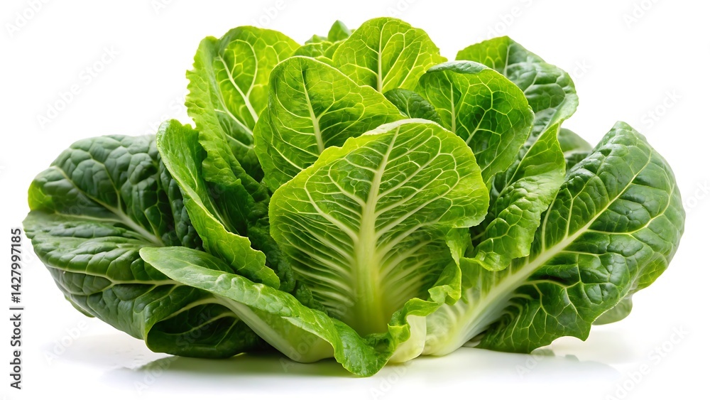 Obraz premium Baby cos lettuce romaine isolated on white background
