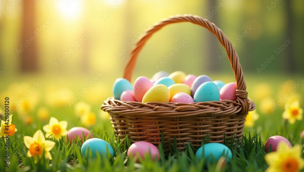 easter basket with easter eggs easter basket with easter eggs