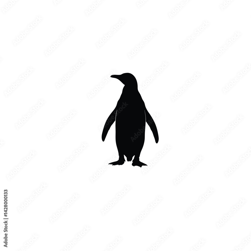 Naklejka premium King Penguin silhouette on white background