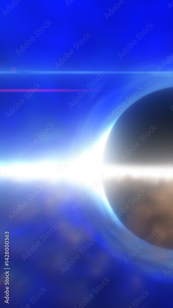 Fototapeta premium Glowing cosmic horizon with planetary edge and radiant blue light in deep space