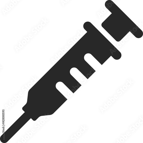 Syringe solid icon used in medical user interfaces.