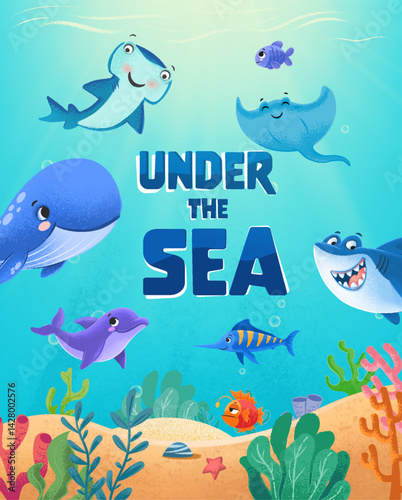 set of marine animals under the sea