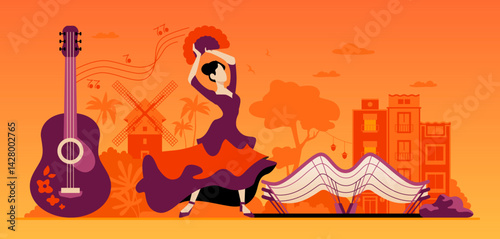 Spanish culture - colorful flat design style illustration