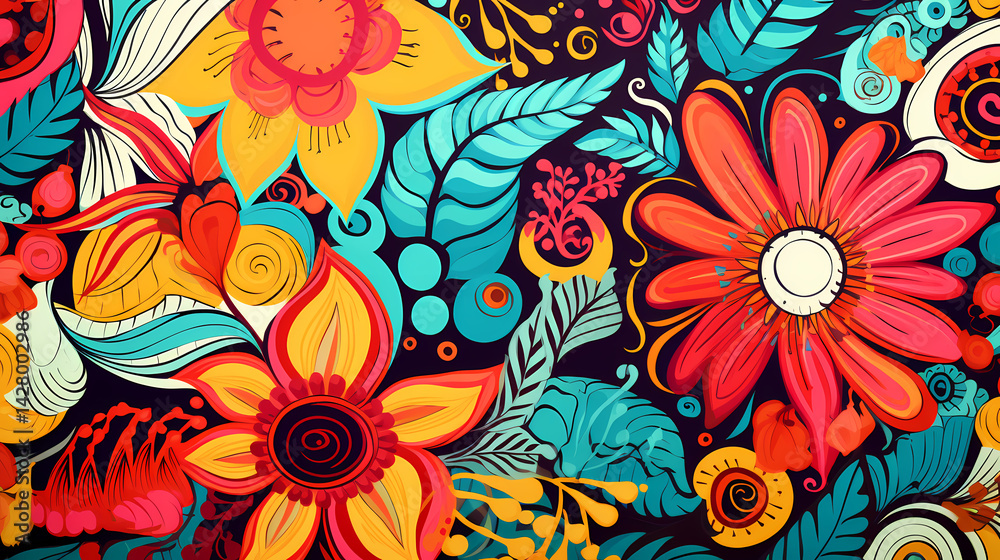 Fototapeta premium funky summer patterns poster background poster decorative painting 