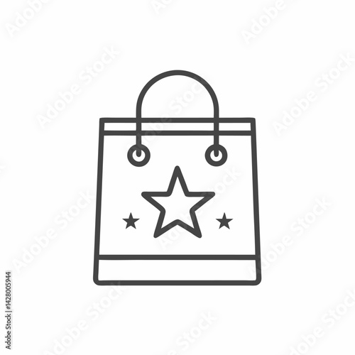 Stylized illustration of a shopping bag with a star motif, showcasing minimalistic design and monochrome elements.
