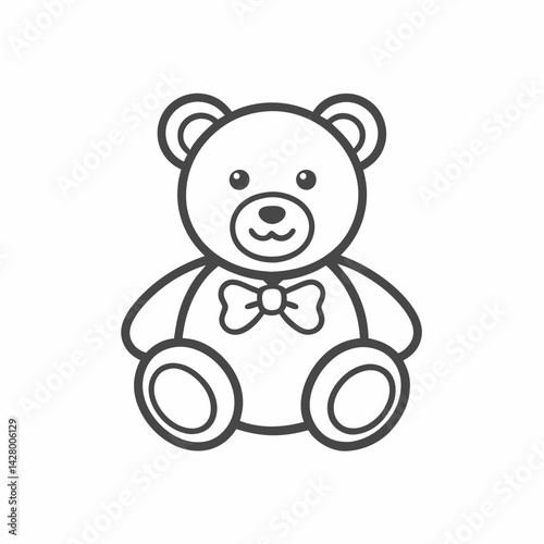 A cute, cartoon-style teddy bear with a bow tie, perfect for children's illustrations.