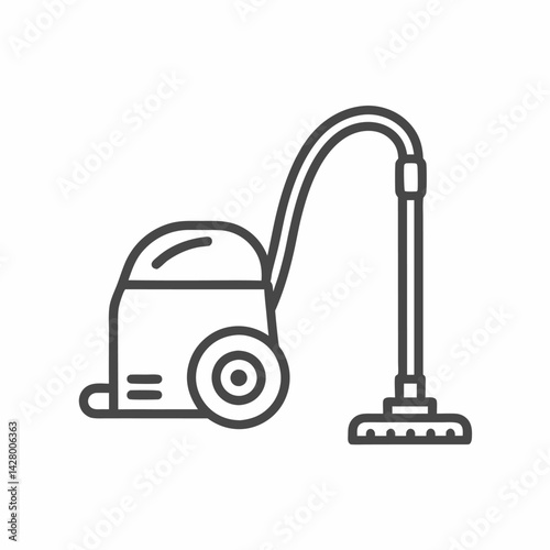 A minimalist line drawing of a vacuum cleaner, symbolizing cleanliness and home maintenance.