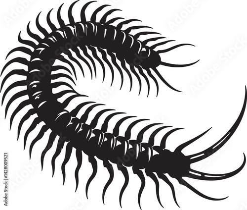 Illustration of a silhouette icon featuring a centipede