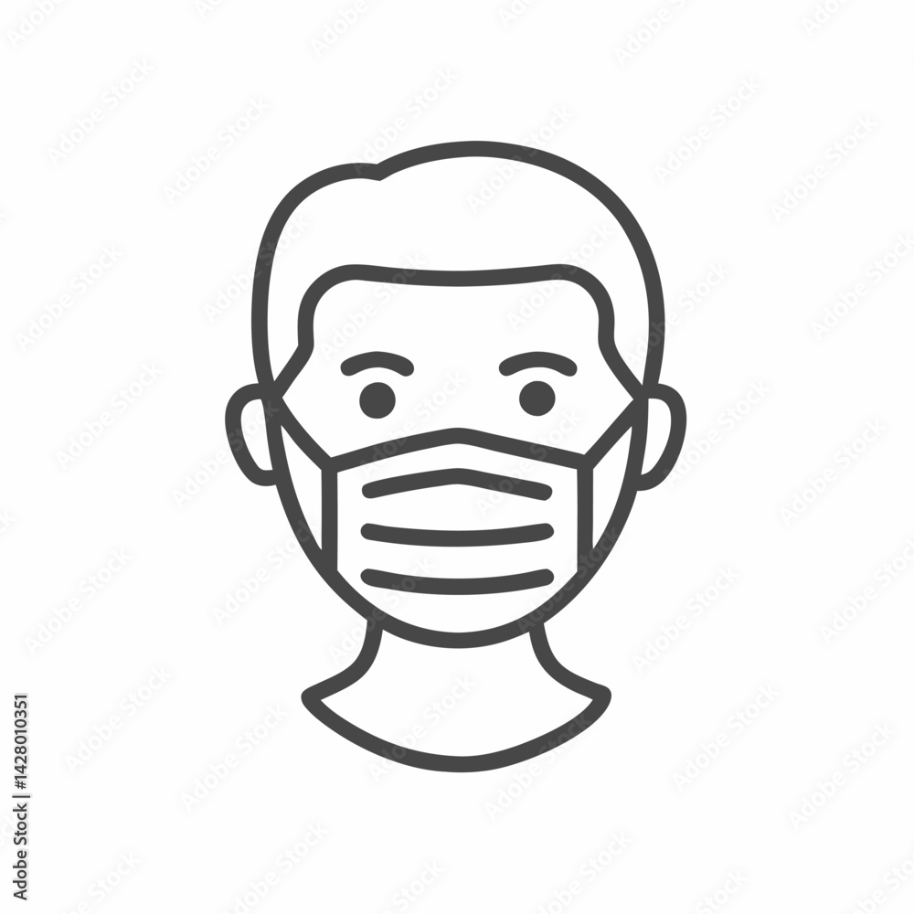 Illustration of a young man wearing a protective face mask, emphasizing health and safety. Illustration of a young man wearing a protective face mask, emphasizing health and safety.