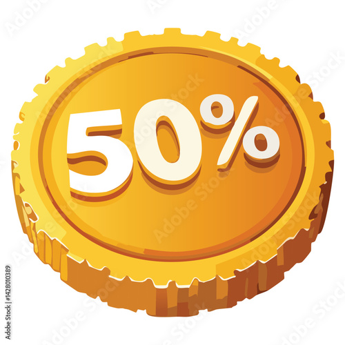 Voucher icon sale 50% cartoon 3d