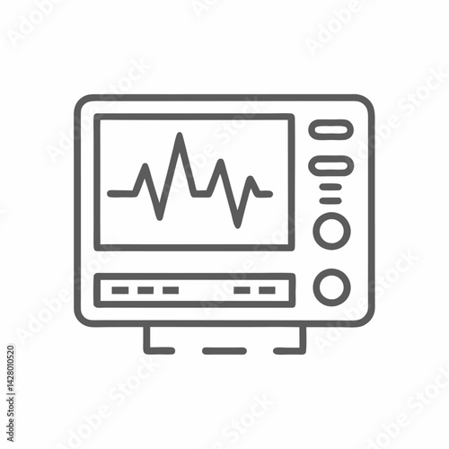 A close-up illustration of a medical monitor displaying vital signs, featuring clear waveforms and control buttons.
