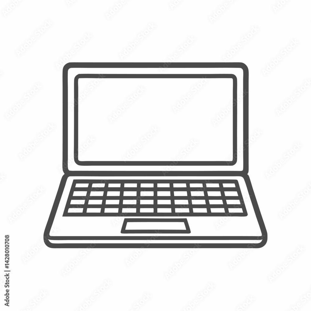 Minimalistic outline of a laptop computer in a clean design. Minimalistic outline of a laptop computer in a clean design.