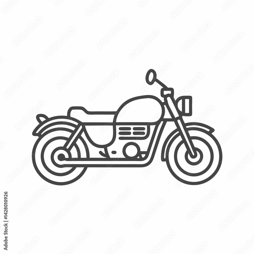 Obraz premium A sleek, minimalist line drawing of a classic motorcycle, showcasing its elegant design and iconic features.