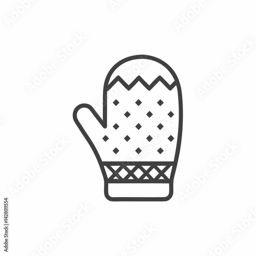 A cozy, knitted mitten with a classic pattern, perfect for winter wear.