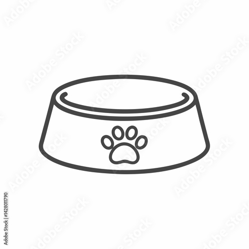 A simple, minimalist pet food bowl featuring a paw print design.