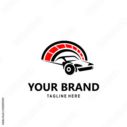 black and red car and speed logo