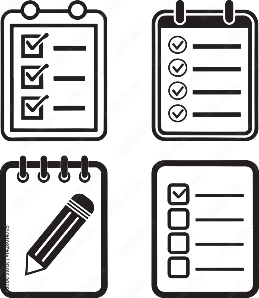 Notepad Document with pen, form icon. line and glyph version, Sheet of paper and pencil outline and filled vector sign. linear and full pictogram. Symbol, logo illustration. Different style icons set Notepad Document with pen, form icon. line and glyph version, Sheet of paper and pencil outline and filled vector sign. linear and full pictogram. Symbol, logo illustration. Different style icons set