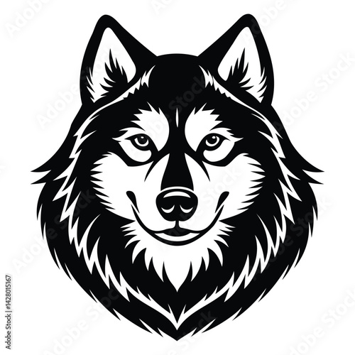 Alaskan Malamute Dog Head Silhouette