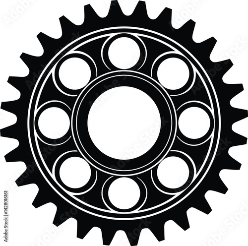 Mechanical Flywheel Ring Gear in Black | Industrial Silhouette Vector for Auto, Print & Tech Design