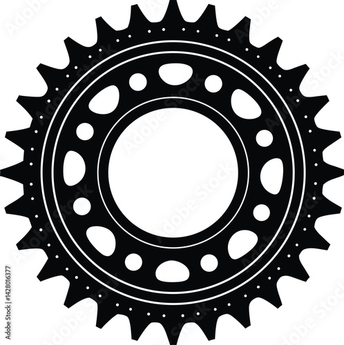 Mechanical Flywheel Ring Gear in Black | Industrial Silhouette Vector for Auto, Print & Tech Design