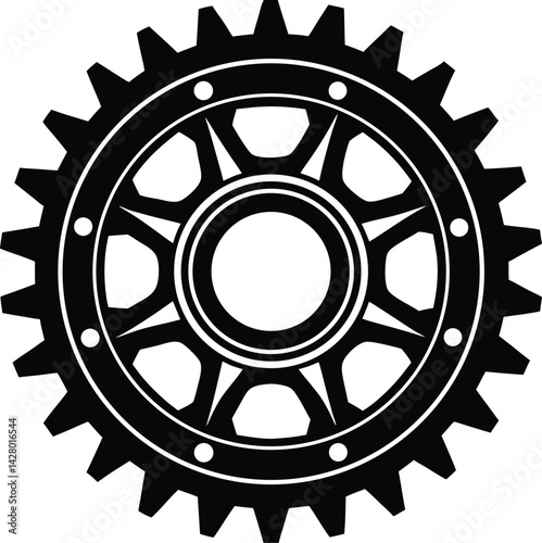 Mechanical Flywheel Ring Gear in Black | Industrial Silhouette Vector for Auto, Print & Tech Design