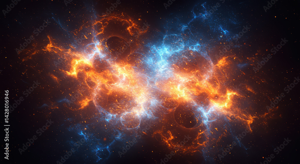 Naklejka premium An abstract representation of vibrant energy and celestial wonders in deep space.