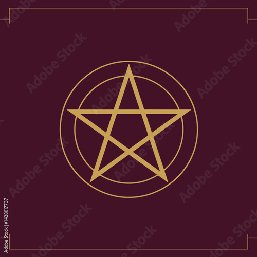 Pentagram symbol on a dark red background in a minimalistic style  Magic ritual