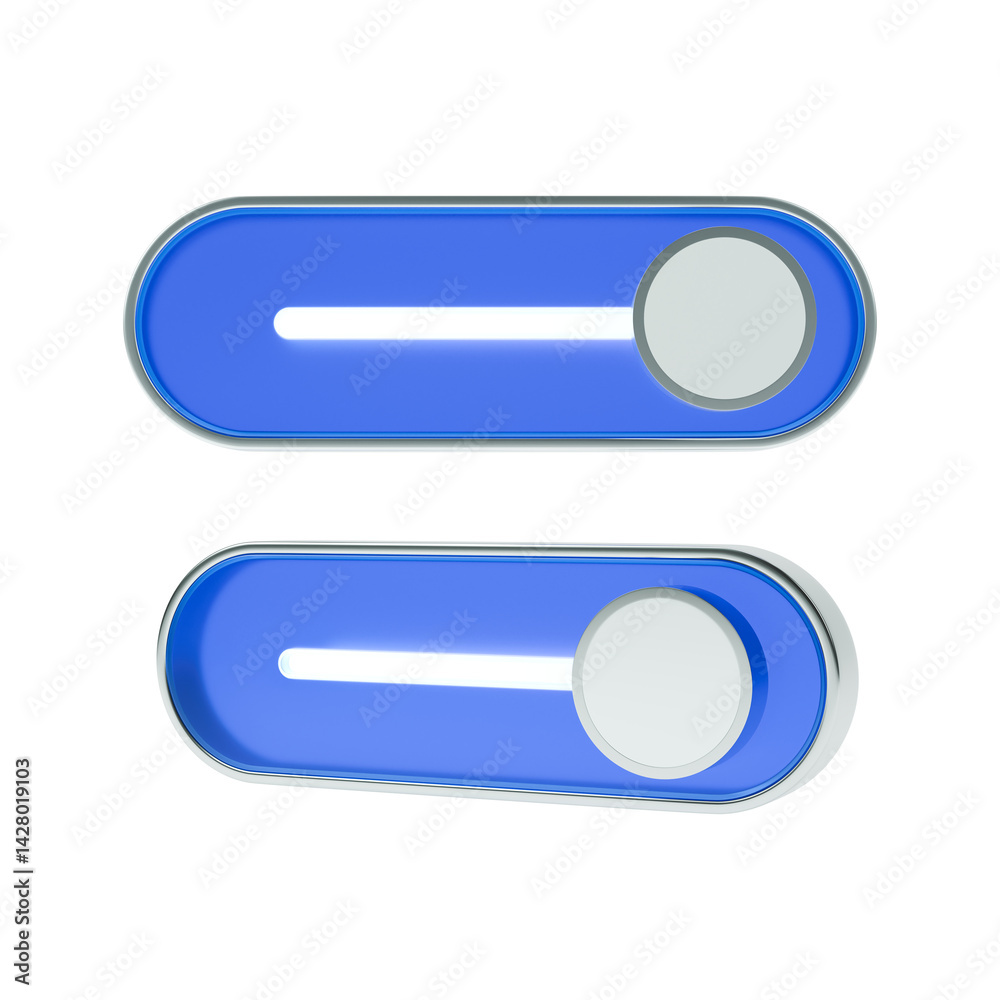 3d icon of a switch on and off buttons for web design and application development. 3d icon of a switch on and off buttons for web design and application development.