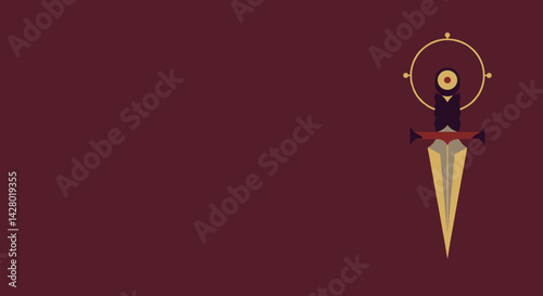 Stylized dagger with circular motif on dark background  Magic ritual