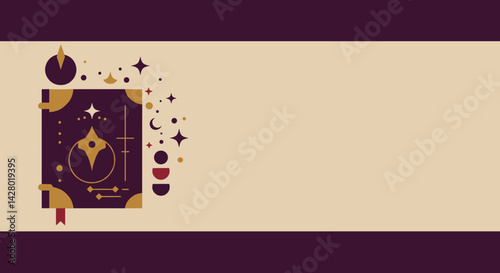 Mystical book design with celestial symbols and vibrant colors  Magic ritual