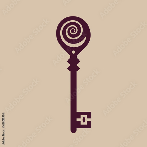 Vintage decorative key illustration on a neutral background  Magic ritual