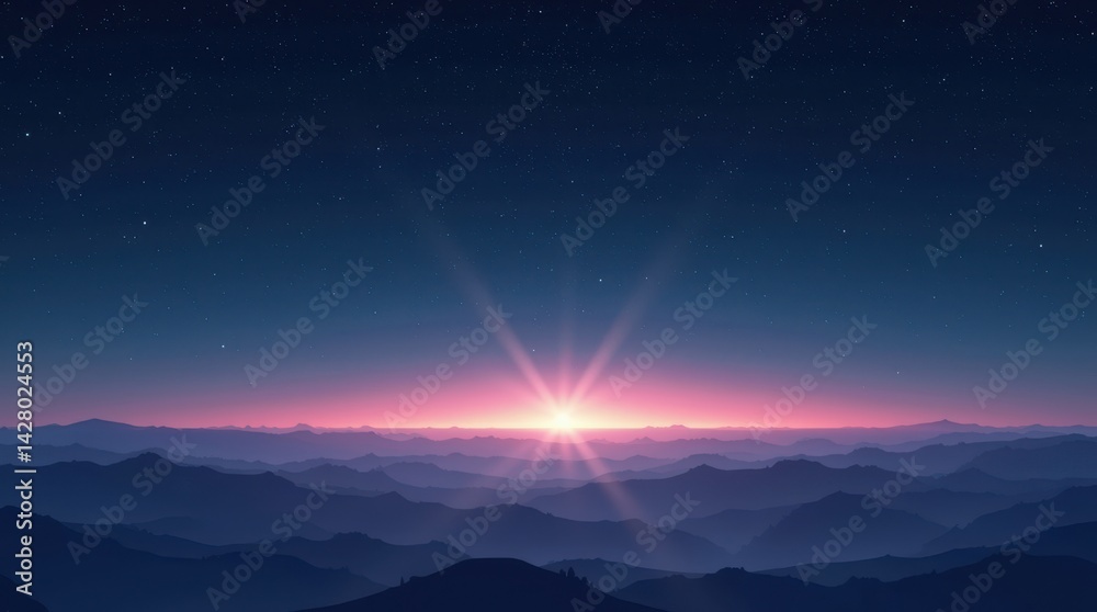 Naklejka premium Celebrating national space day a stunning sunrise over mountain landscapes natural beauty inspirational viewpoint