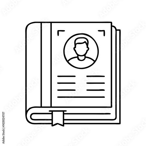 biography book icon, biography book line art - simple line art of biography book, perfect for biography book logos and icons