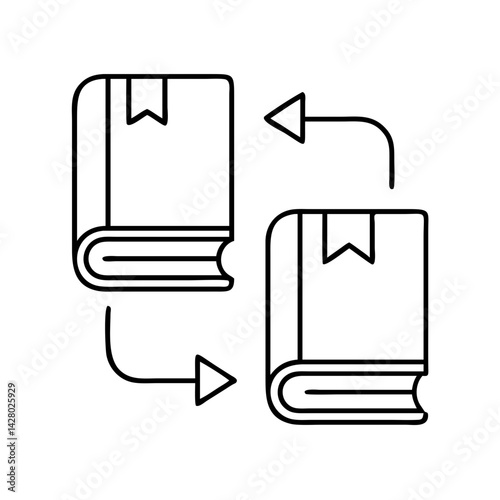 book exchange icon, book exchange line art - simple line art of book exchange, perfect for book exchange logos and icons