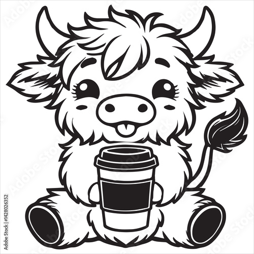 Baby highland cow vector image for crafts

