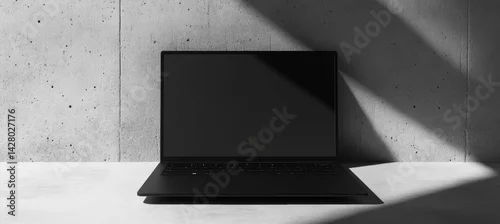 Panel kuchenny z motywem Modern laptop on a concrete surface