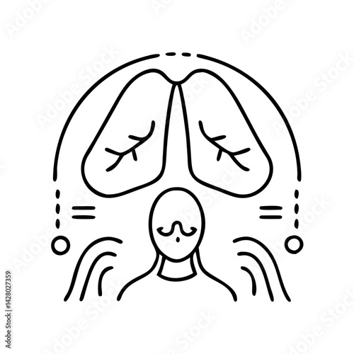 breathing exercise icon, breathing exercise line art - simple line art of breathing exercise, perfect for breathing exercise logos and icons