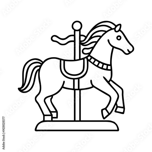carousel horse icon, carousel horse line art - simple line art of carousel horse, perfect for carousel horse logos and icons
