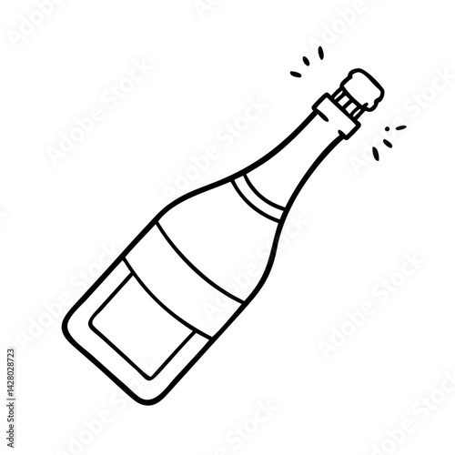 champagne bottle icon, champagne bottle line art - simple line art of champagne bottle, perfect for champagne bottle logos and icons