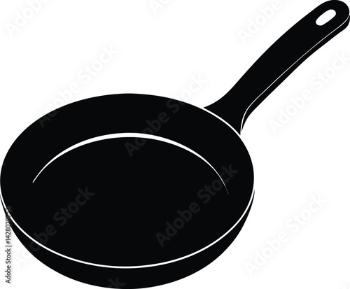 Frying Pan Silhouette in Black | Kitchen Cookware Vector