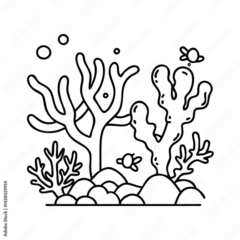 Obraz premium coral reef icon, coral reef line art - simple line art of coral reef, perfect for coral reef logos and icons