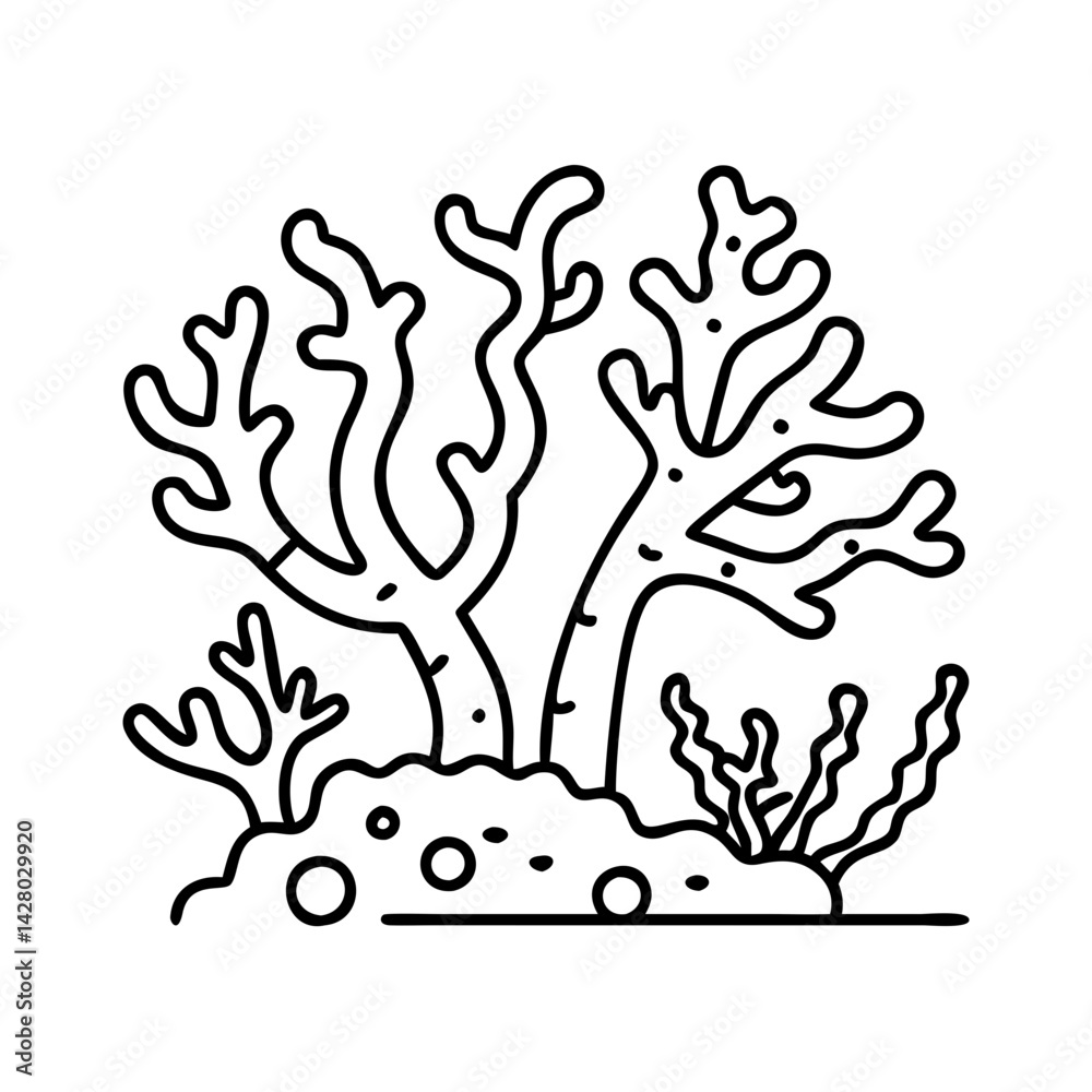 Obraz premium coral reef icon, coral reef line art - simple line art of coral reef, perfect for coral reef logos and icons