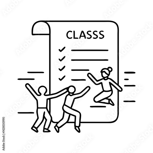 dance class enrollment icon, dance class enrollment line art - simple line art of dance class enrollment, perfect for dance class enrollment logos and icons