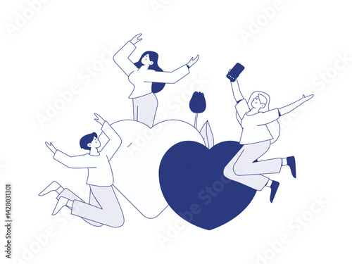 3.12 International Women's Day professional women flat character vector concept operation hand drawn illustration
