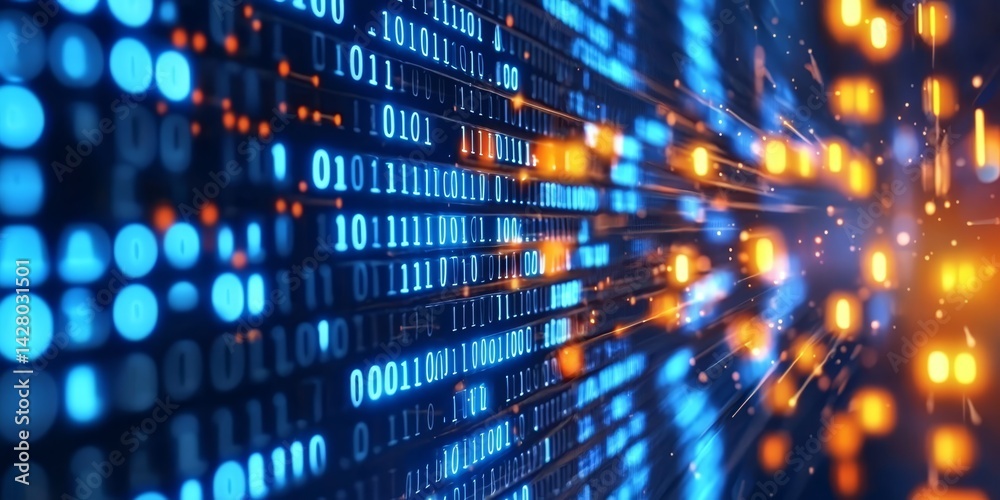 Vibrant blue and red background showcasing binary code. Vibrant blue and red background showcasing binary code.