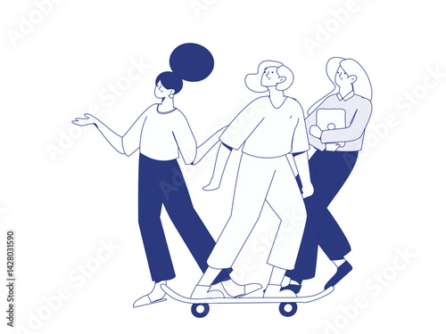 3.12 International Women's Day professional women flat character vector concept operation hand drawn illustration
