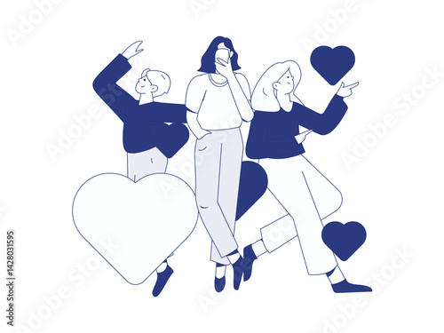 3.12 International Women's Day professional women flat character vector concept operation hand drawn illustration
