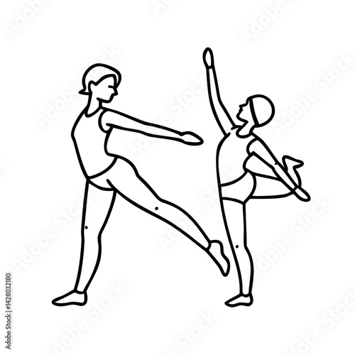 dance warm up stretches icon, dance warm up stretches line art - simple line art of dance warm up stretches, perfect for dance warm up stretches logos and icons