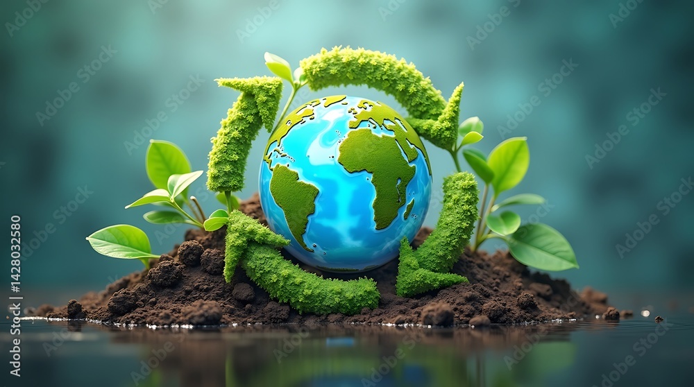 Mystical orb in lush green setting Mystical orb in lush green setting