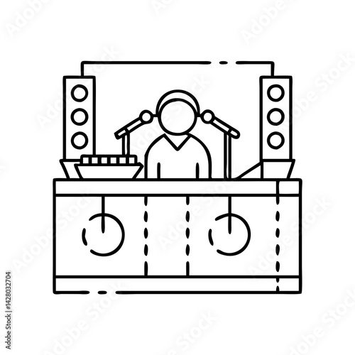 dj booth icon, dj booth line art - simple line art of dj booth, perfect for dj booth logos and icons